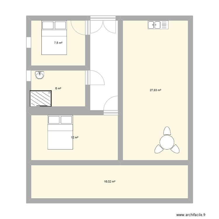 MAISON PAMIERS. Plan de 5 pièces et 69 m2