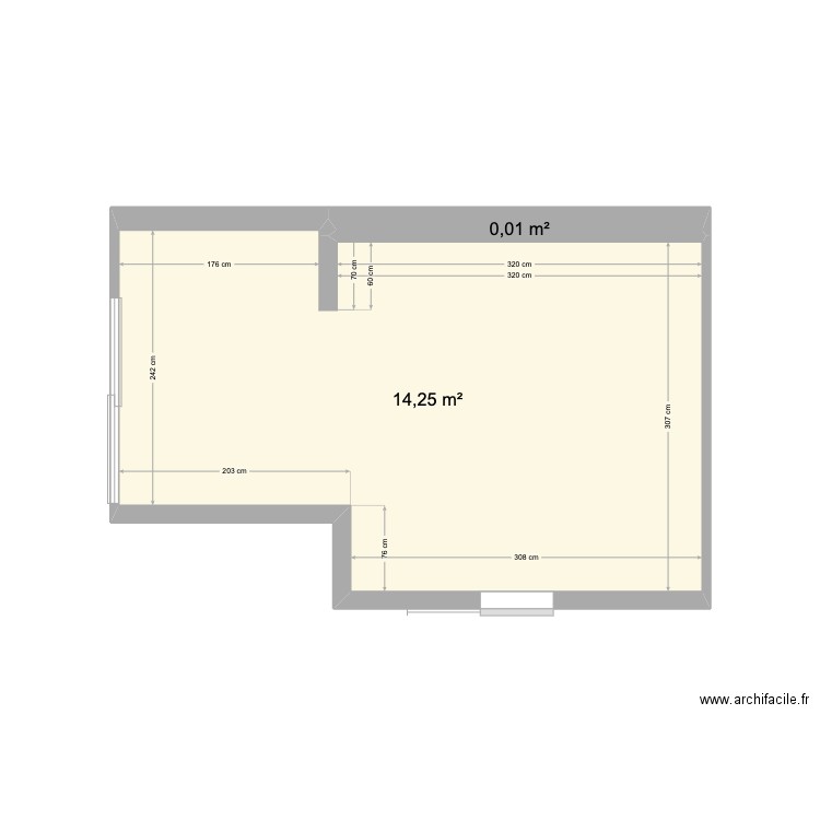 Ch 4 rivière. Plan de 2 pièces et 14 m2