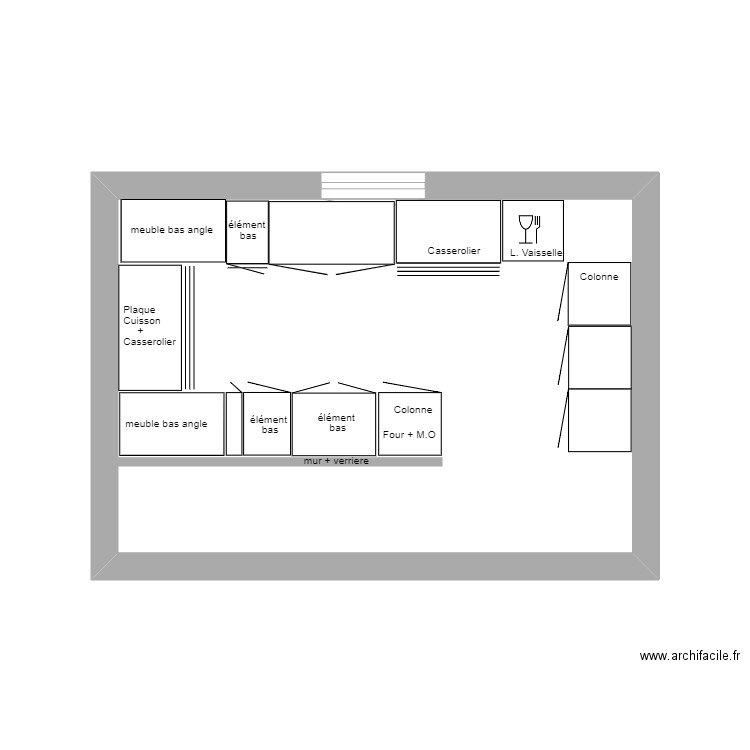 cuisine3. Plan de 1 pièce et 17 m2