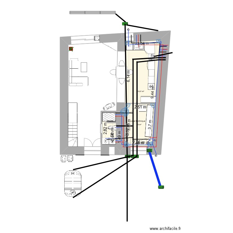 maison gizia plomberie 2. Plan de 10 pièces et 100 m2