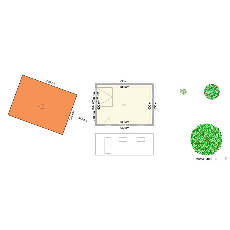 Projet annexe. Plan de 1 pièce et 35 m2