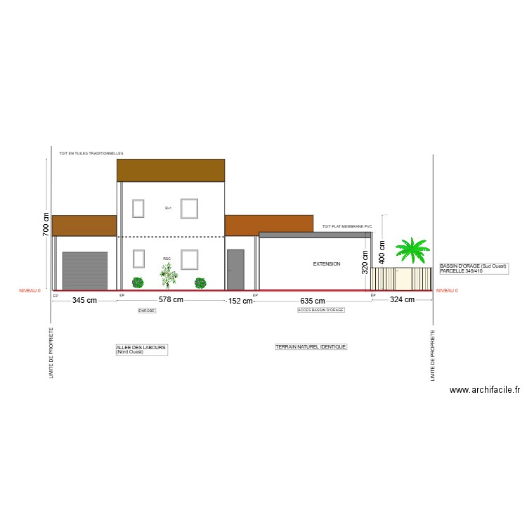 Plan de coupe. Plan de 0 pièce et 0 m2