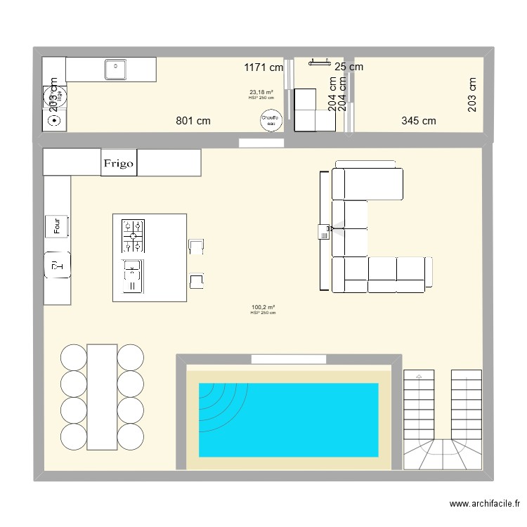 chantier 1. Plan de 2 pièces et 123 m2