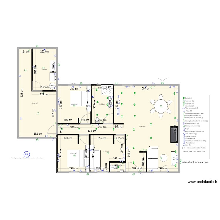 Plan de masse Dahan. Plan de 8 pièces et 115 m2