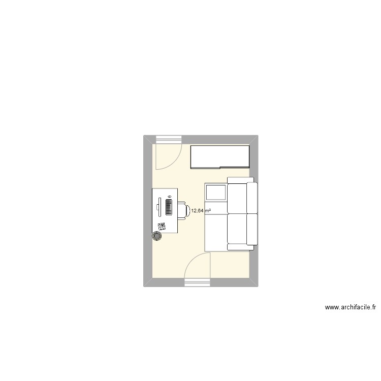 plan chambre Valentin. Plan de 1 pièce et 13 m2