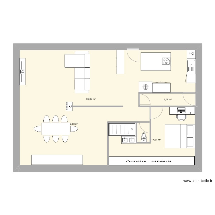 nico. Plan de 4 pièces et 88 m2