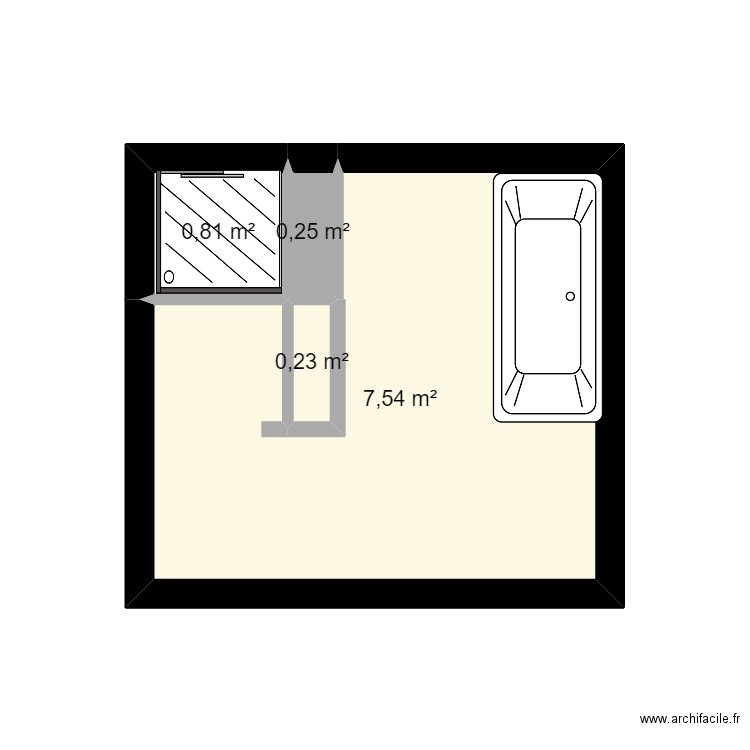 douche . Plan de 4 pièces et 9 m2