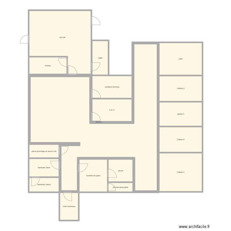 SPA. Plan de 18 pièces et 238 m2