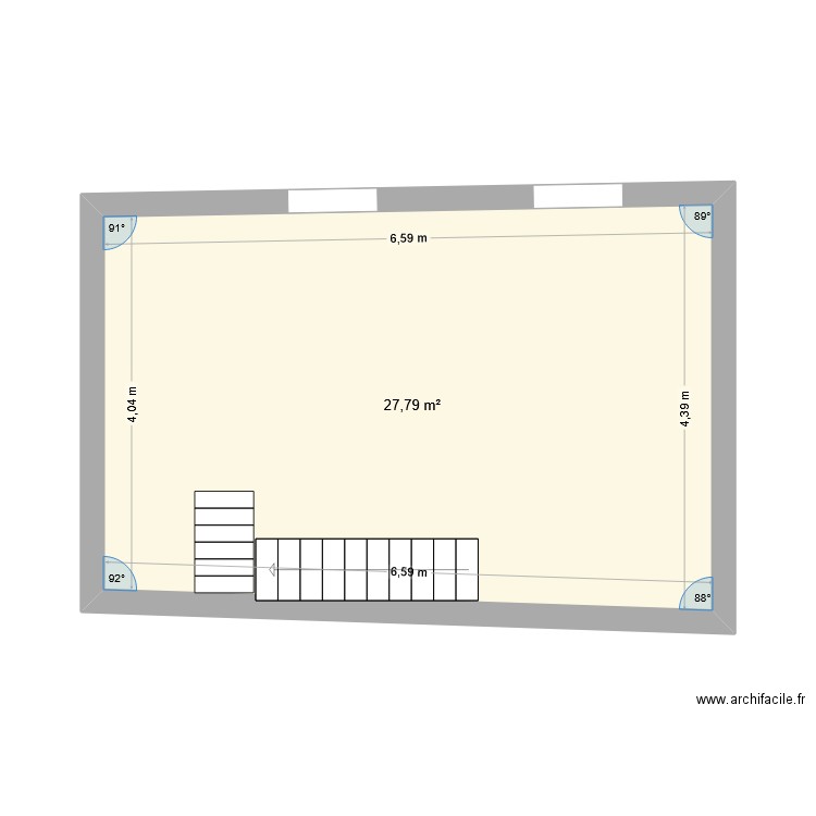 1er étage. Plan de 1 pièce et 28 m2