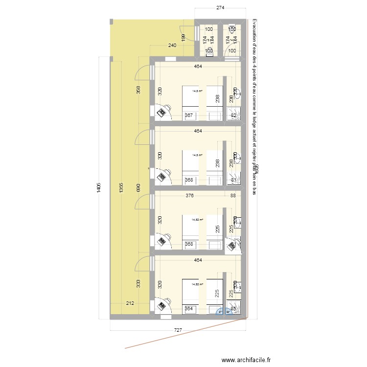 lfr maison personnel toilettes exterieures. Plan de 6 pièces et 62 m2