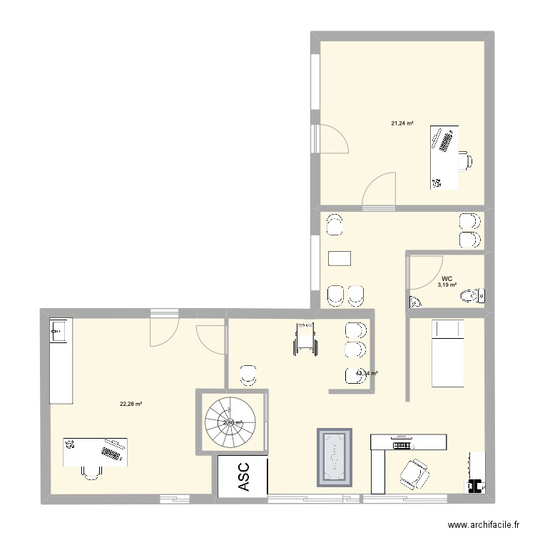 Maison médicale. Plan de 5 pièces et 92 m2