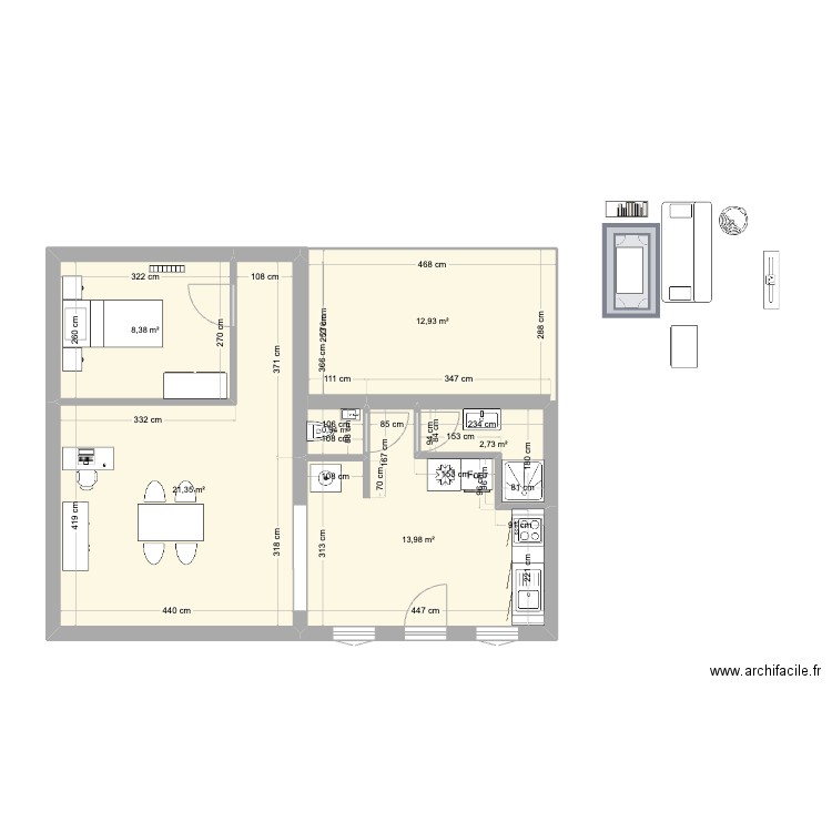 Maison Mam 3. Plan de 6 pièces et 60 m2