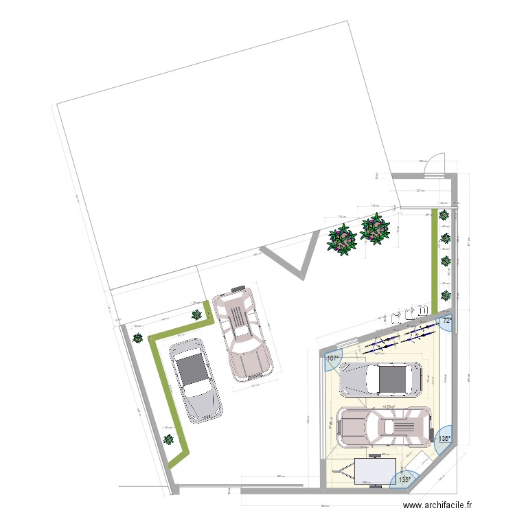 garage v12. Plan de 1 pièce et 45 m2