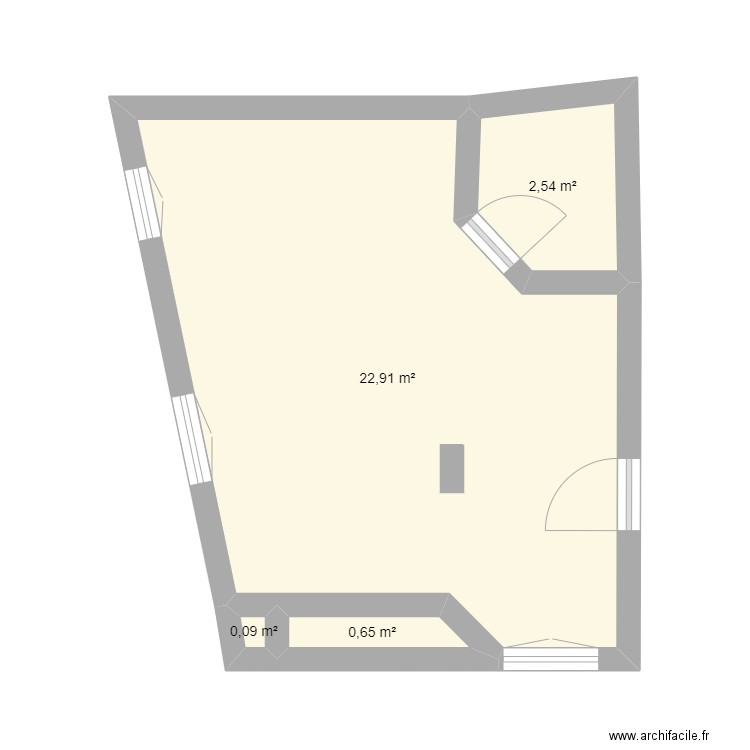 STUDIO LA BASE. Plan de 4 pièces et 26 m2