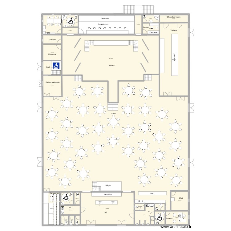 Cabaret L'aigle noir - Plans bâtiment. Plan de 30 pièces et 943 m2