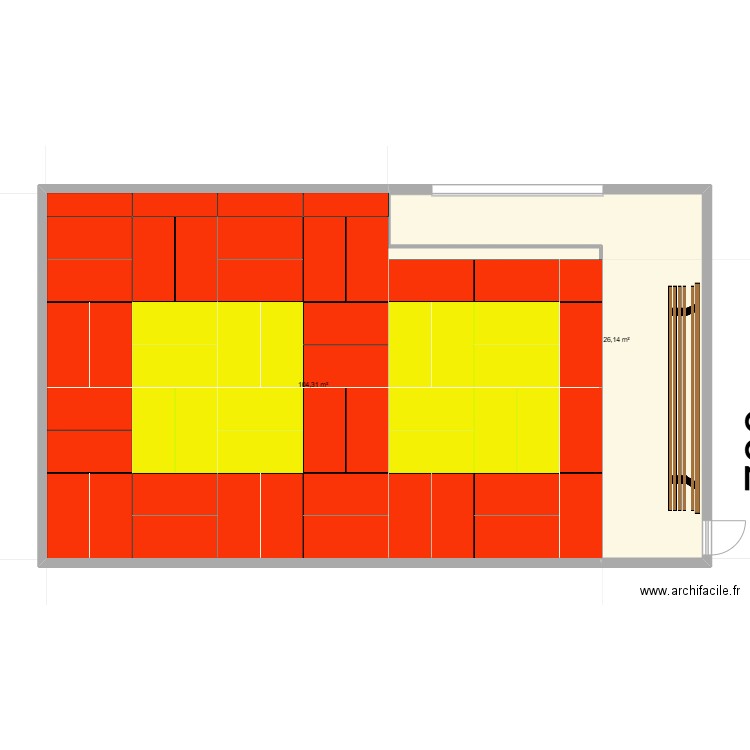 JCF DOJO V5. Plan de 2 pièces et 130 m2