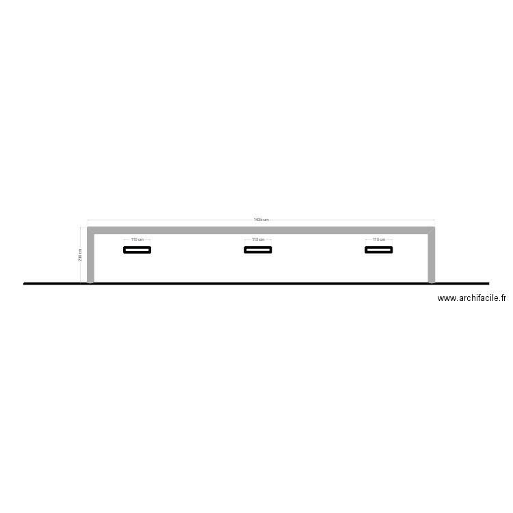 Façade Est. Plan de 4 pièces et 29 m2