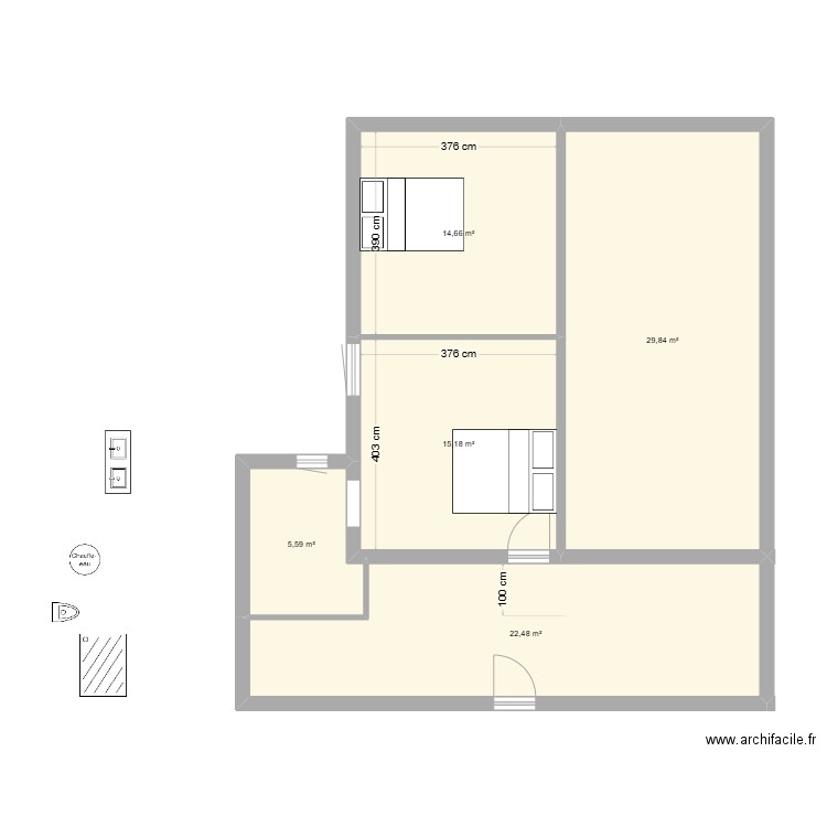 Michel. Plan de 5 pièces et 88 m2