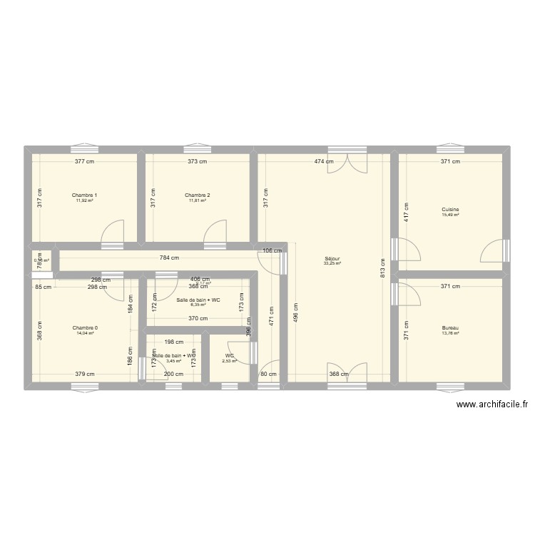 Samba Alphonse 1. Plan de 11 pièces et 122 m2