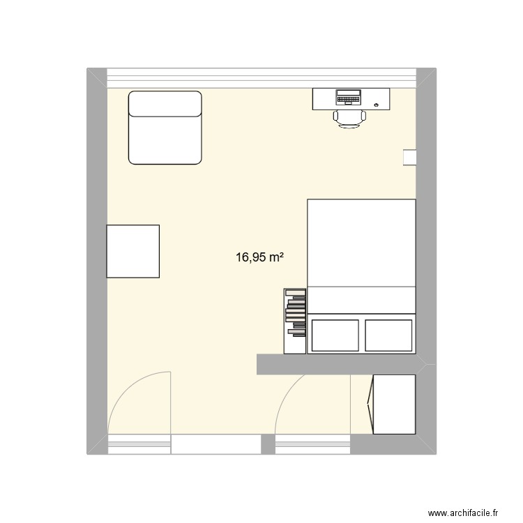 appart. Plan de 1 pièce et 17 m2