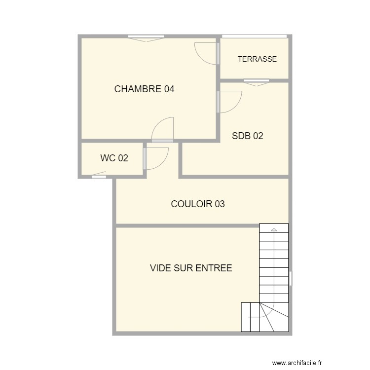 ETAGE CABIROU. Plan de 6 pièces et 40 m2