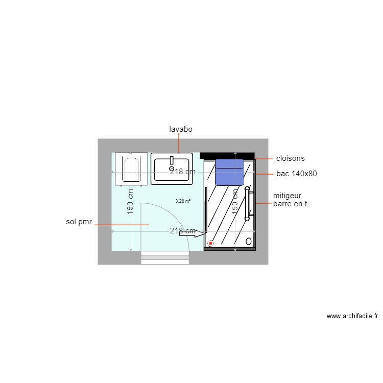 gngxn,xv. Plan de 1 pièce et 3 m2