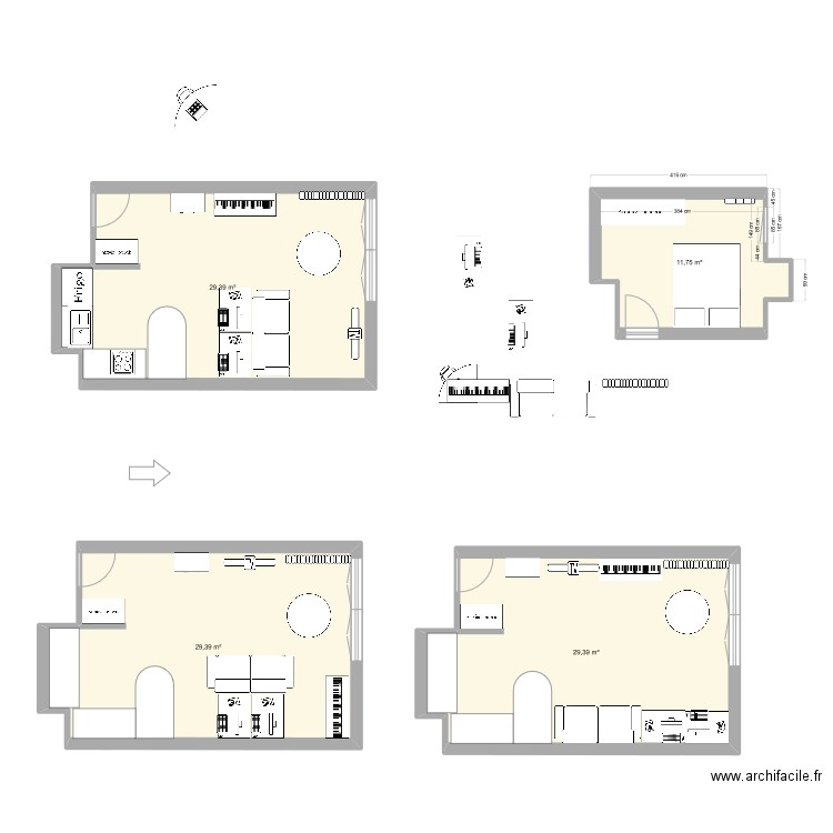 SALON4. Plan de 4 pièces et 100 m2