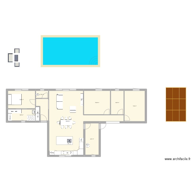 Maison bois. Plan de 9 pièces et 120 m2