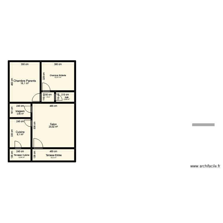 Projet TAMERY. Plan de 9 pièces et 79 m2