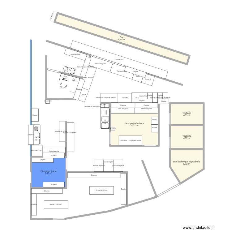 marinade. Plan de 6 pièces et 38 m2