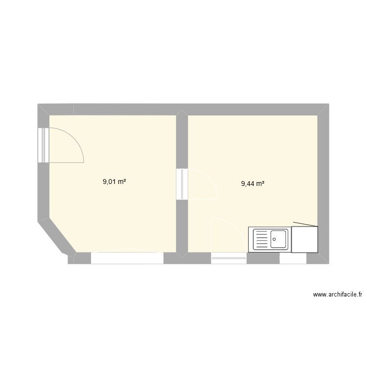 Maisonnette 2. Plan de 2 pièces et 18 m2