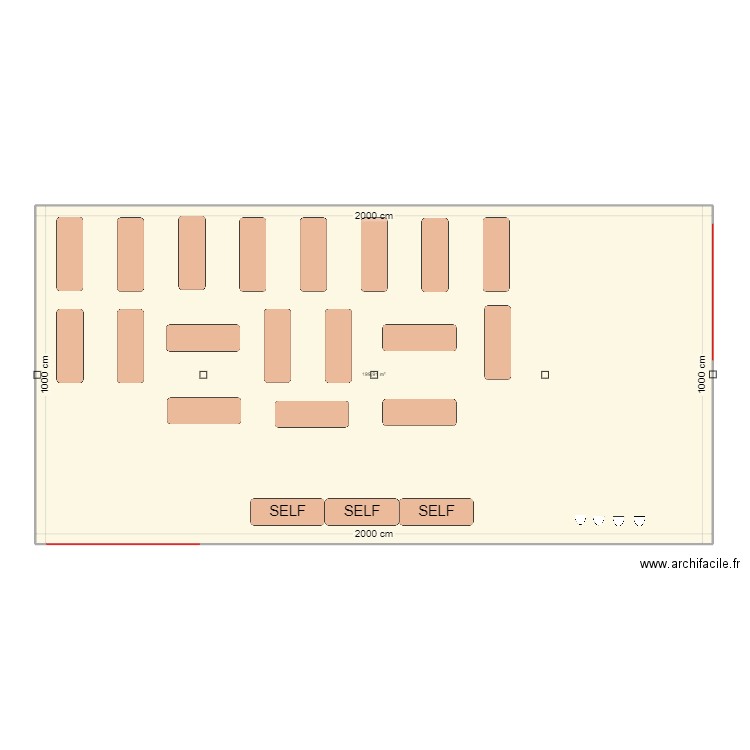 Plan salle mariage. Plan de 1 pièce et 200 m2