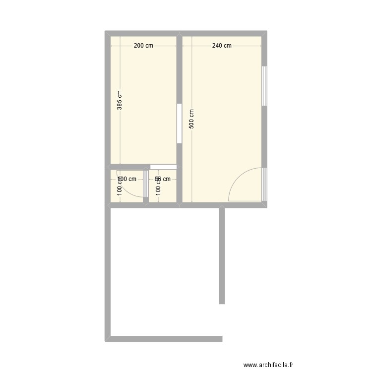 bureau. Plan de 4 pièces et 22 m2