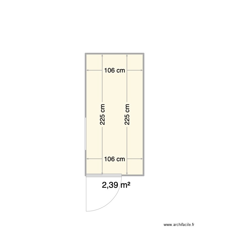 Salle d'eau rdv vierge. Plan de 1 pièce et 2 m2