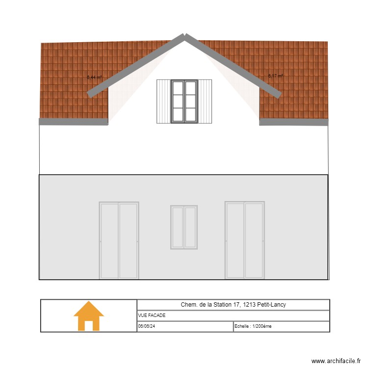 VUE facade. Plan de 0 pièce et 0 m2