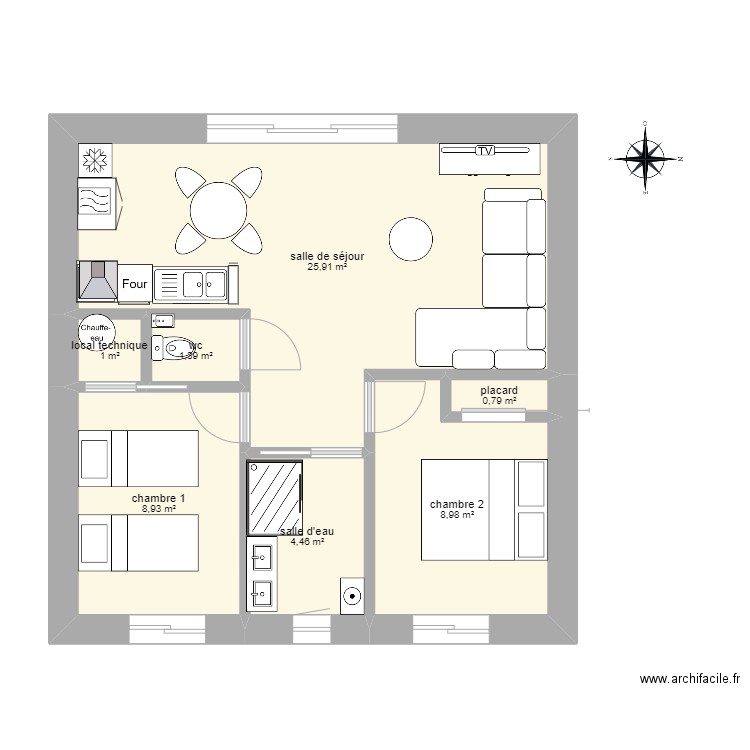 locatif montamisé 3. Plan de 7 pièces et 51 m2