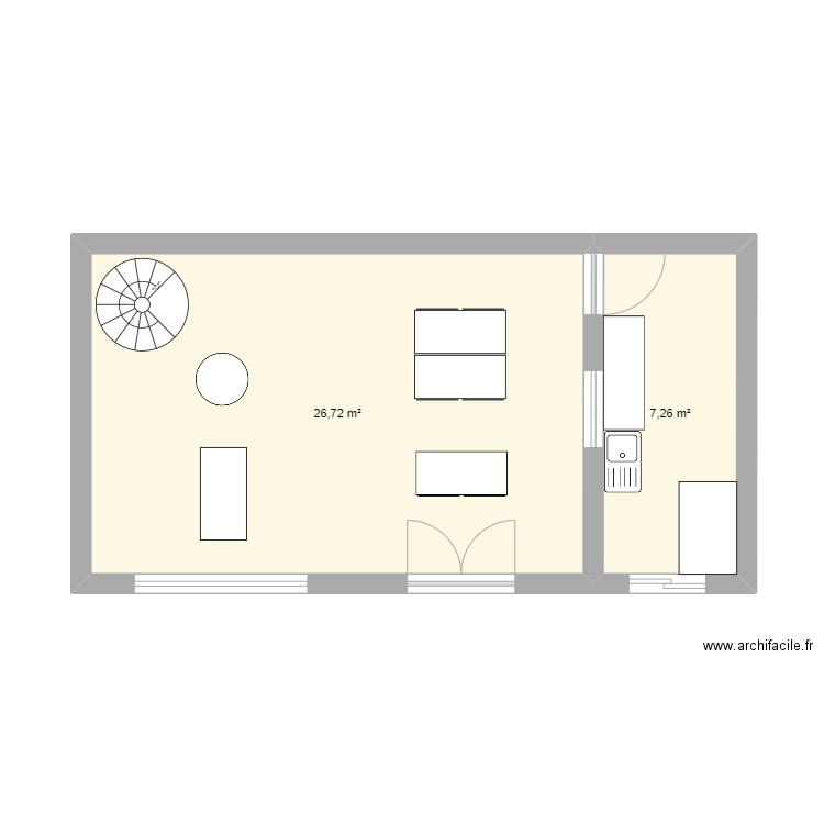 Entrainement 2. Plan de 2 pièces et 34 m2