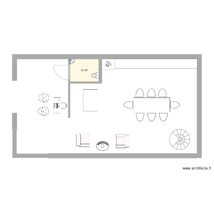 Ecurie Bas. Plan de 1 pièce et 3 m2