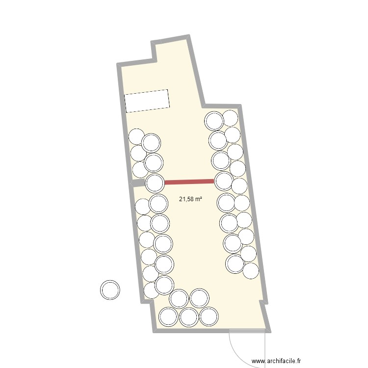 boutique 2 . Plan de 1 pièce et 22 m2