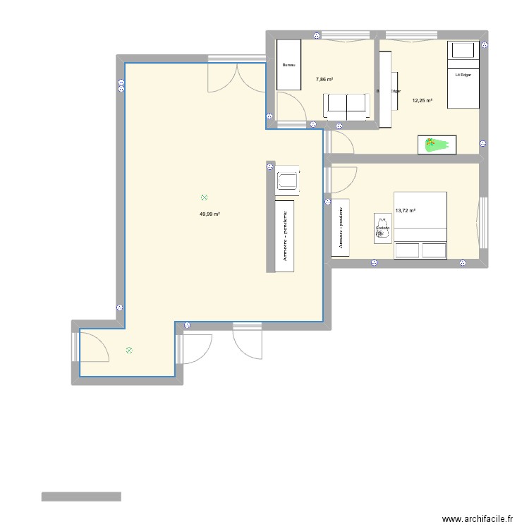 Chailly 44 Chamres. Plan de 4 pièces et 84 m2