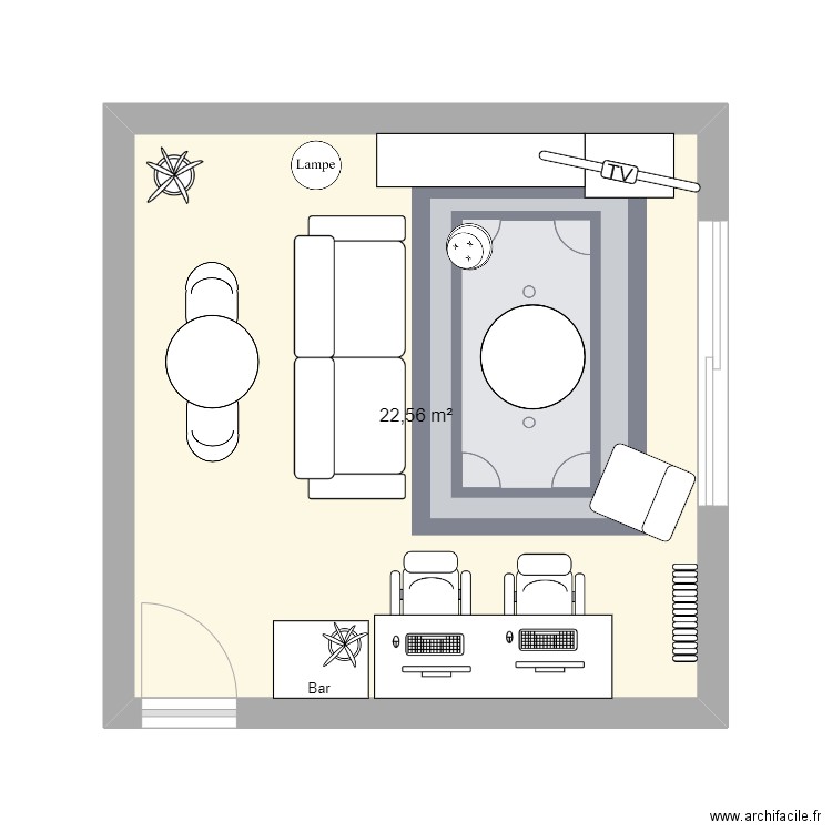 Appart 4. Plan de 1 pièce et 23 m2