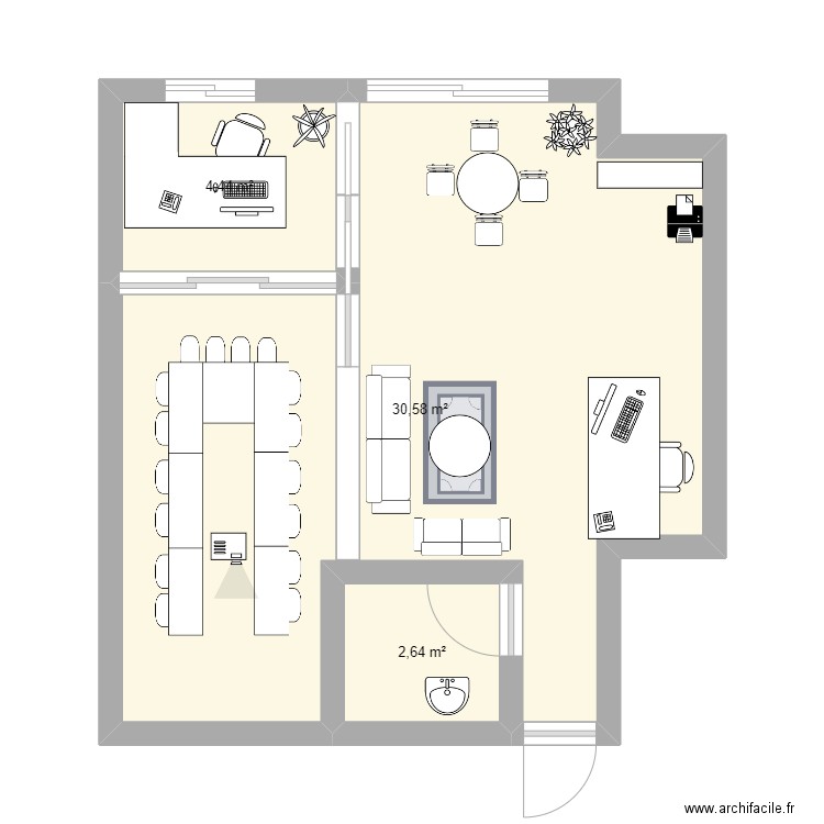 INDUMILK BUREAU. Plan de 3 pièces et 38 m2