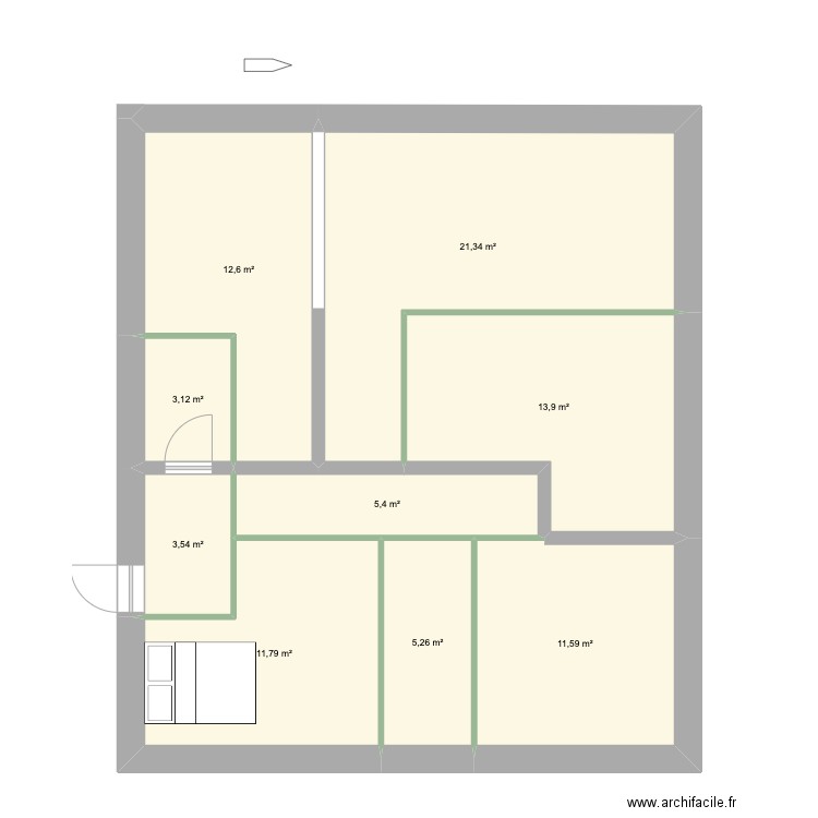 PLAN BASE. Plan de 9 pièces et 89 m2