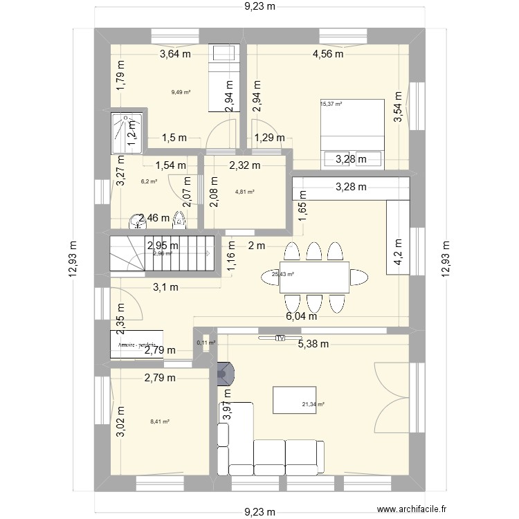 plan villa Tornay modification future. Plan de 9 pièces et 94 m2