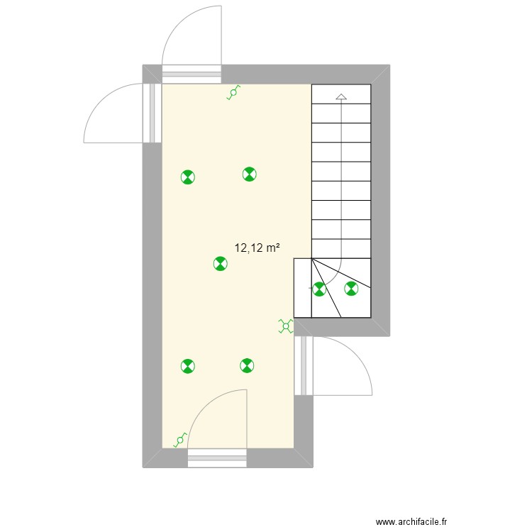 couloir rdc sans cablage . Plan de 1 pièce et 12 m2