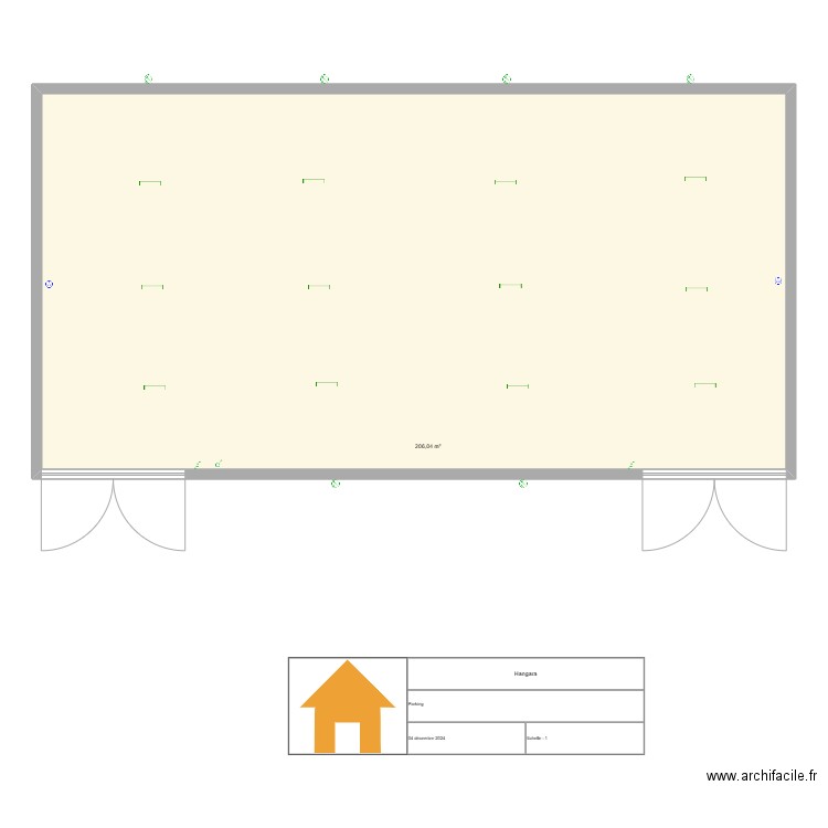 Hangara. Plan de 1 pièce et 206 m2