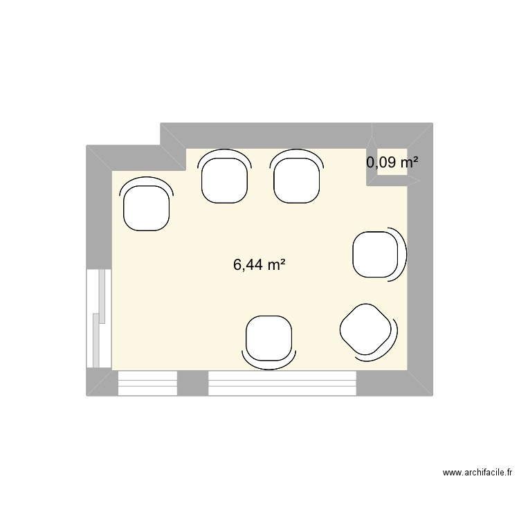 Salle d’attente. Plan de 2 pièces et 7 m2