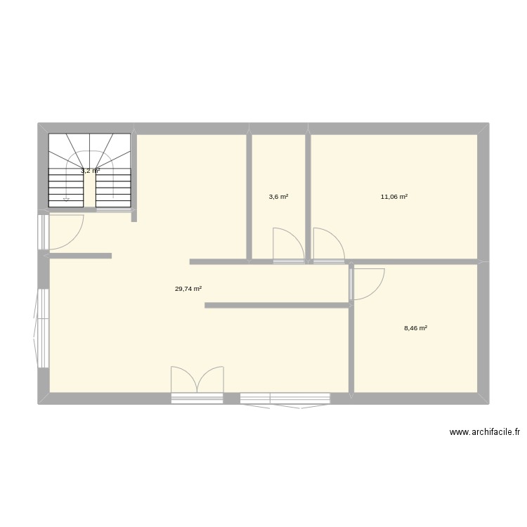 Maison Sauvages. Plan de 5 pièces et 56 m2