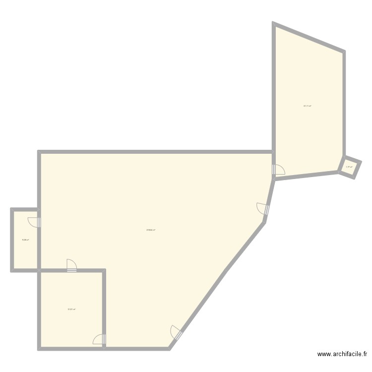 locaux. Plan de 5 pièces et 322 m2