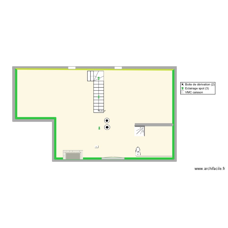 Coutac. Plan de 1 pièce et 76 m2